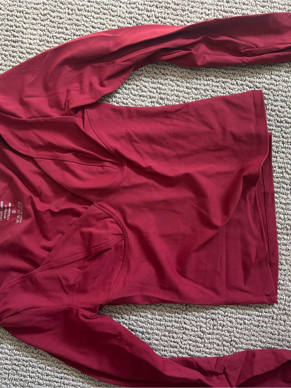 Long Sleeve V-Neck Top in Deep Wine Red